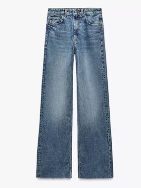 Zara TRF High Rise Wide Leg Ocean Blue (Size 14) 32